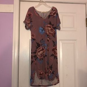 pink short sleeve flower dress